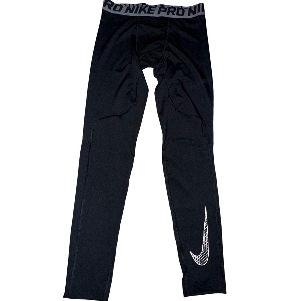 Nike Pro Tights Boys L Black Dri-FIT Compression Leggings Athletic Gym Training